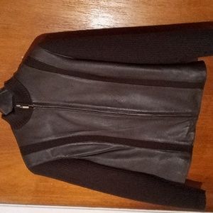 Ladies leather sweater jacket